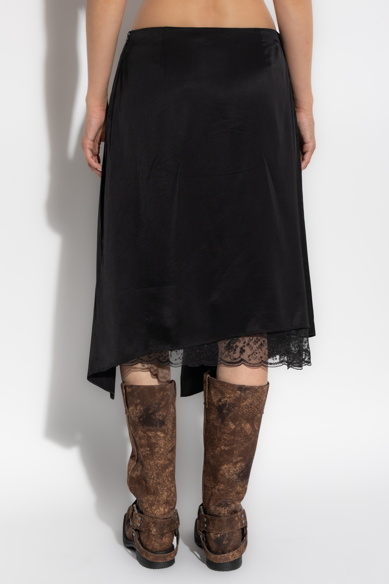スカート Acne Studios Acne Studios Viscose Midi Skirt (AF0564 900) Acne Studios - Layered Satin Skirt - Black